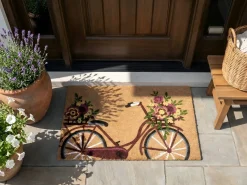 Tappetino da Ingresso AVAK Naturale 50 x 80 cm Bicicletta Fibra di Cocco