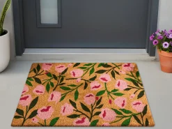 Tappetino da Ingresso MANGUAO Naturale 60 x 90 cm Fiore Fibra di Cocco