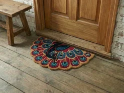 Tappetino da Ingresso NULATO Multicolore 45 x 75 cm Pavone Fibra di Cocco