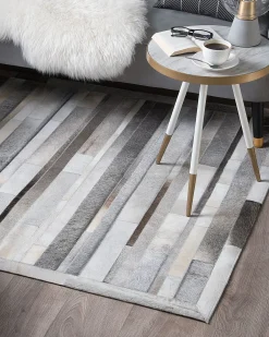 Tappeto AZAY Grigio chiaro 140 x 200 cm Pelle naturale