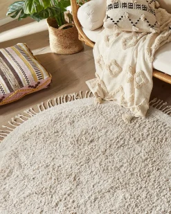 Tappeto BITLIS Beige chiaro ø 140 cm Cotone