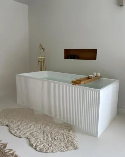 Tappeto da bagno CANBAR Beige chiaro 150 x 60 cm Cotone