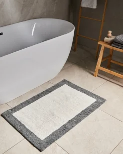 Tappeto da bagno KABRI Grigio/Beige 60 x 90 cm Cotone