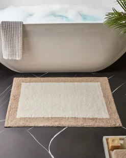 Tappeto da bagno KABRI Marrone/Beige 60 x 90 cm Cotone