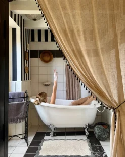 Tappeto da bagno NANGAL Grigio/Beige 60 x 90 cm Cotone