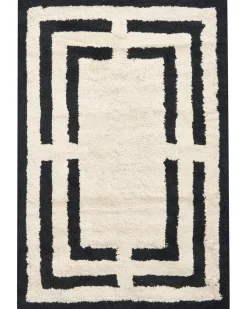 Tappeto da bagno RISALU Nero/Beige 60 x 90 cm Cotone