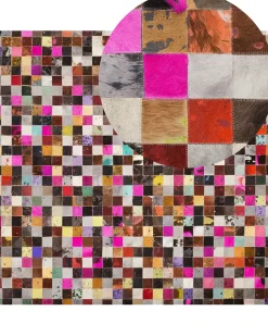 Tappeto ENNE Multicolore 200 x 200 cm Pelle naturale