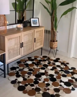 Tappeto SORGUN Marrone dorato ø 140 cm Pelle naturale