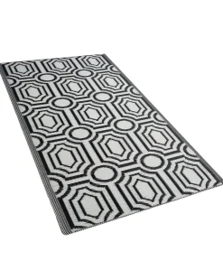 Tappeto per esterni BIDAR Nero 90 x 180 cm Reversibile