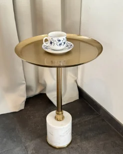 Tavolino CAMELO Metallo Marmo bianco
