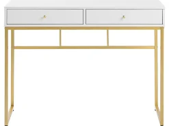 Tavolino consolle DAPHNE Bianco/Oro 100 cm 48 cm con Cassetti