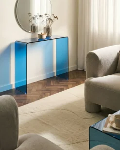 Tavolino consolle KENDALL Vetro temperato Blu