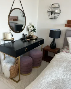 Tavolino consolle WESTPORT Nero/Oro 115 cm 50 cm con Cassetti