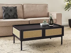Tavolino da caffè CULLEN Rattan Nero con contenitore