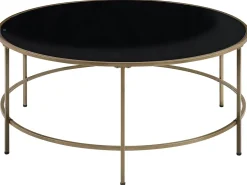 Tavolino da caffè FLORENCE Vetro Nero/Oro