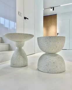 Tavolino CAFFI 50 cm 50 cm Terrazzo Bianco