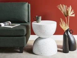 Tavolino CAORIA 40 cm 40 cm Effetto terrazzo Terrazzo Bianco
