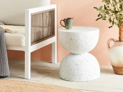 Tavolino CAORIA 40 cm 40 cm Effetto terrazzo Terrazzo Bianco