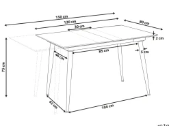Tavolo da pranzo EFTALIA Marmo bianco 120/150 cm 80 cm