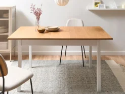Tavolo da pranzo estensibile HOUSTON Marrone chiaro/Bianco 120/150 cm 90 cm Legno di pino