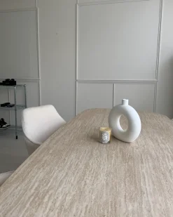 Tavolo da pranzo TRAVERS Effetto travertino 180 cm 90 cm