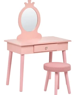Tavolo da toilette per bambini con sgabello MARGIE Rosa