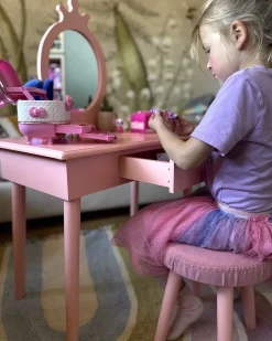Tavolo da toilette per bambini con sgabello MARGIE Rosa