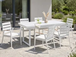 Tavolo da pranzo allungabile da giardino VALCANETTO 180/240 cm 90 cm Metallo Bianco