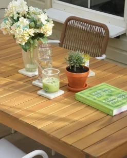 Tavolo da pranzo da giardino CHIOGGIA 90 cm 180 cm Legno di acacia certificato Marrone chiaro