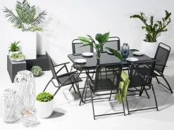 Tavolo da pranzo da giardino LIVO 140 cm 80 cm Vetro Nero