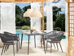 Tavolo da pranzo da giardino MILETO 140 cm 80 cm Vetro Grigio
