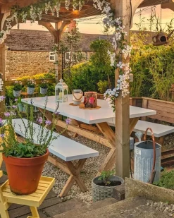 Tavolo da pranzo da giardino OLBIA 200 cm 100 cm Cemento Bianco