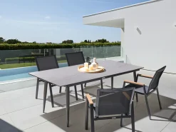 Tavolo da pranzo da giardino TOLENTINO 180 cm 90 cm Effetto pietra Effetto travertino