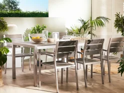 Tavolo da pranzo da giardino VERNIO 180 cm 90 cm Metallo Grigio