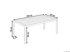 Tavolo da pranzo da giardino VERNIO 180 cm 90 cm Metallo Grigio