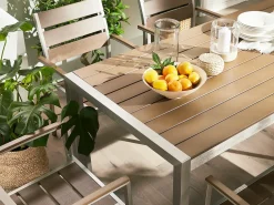 Tavolo da pranzo da giardino VERNIO 180 cm 90 cm Metallo Marrone
