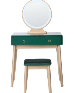 Toeletta con specchio e sgabello FEDRY LED Verde smeraldo