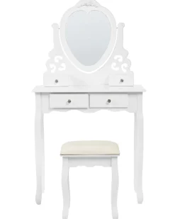 Toeletta con specchio e sgabello DIVA Bianco