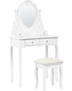 Toeletta con specchio e sgabello DIVA Bianco
