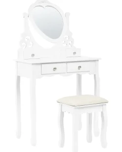 Toeletta con specchio e sgabello DIVA Bianco