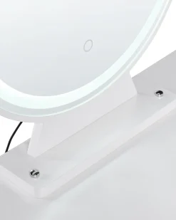 Toeletta con specchio e sgabello AUXON LED Bianco