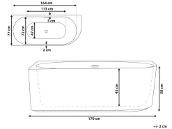 Vasca da bagno angolare PORTINHO Lato destro 170 x 80 cm Bianco