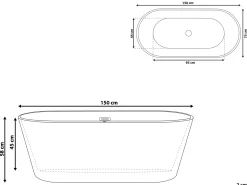 Vasca da bagno freestanding HAVANA 150 x 75 cm Nero/Bianco
