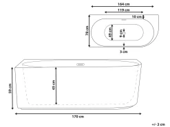 Vasca da bagno GOCTA Lato destro 170 x 78 cm Bianco