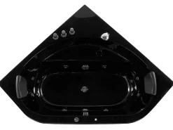 Vasca idromassaggio angolare con LED MEVES 140 x 140 cm Nero