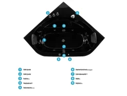 Vasca idromassaggio angolare con LED MEVES 140 x 140 cm Nero
