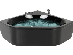 Vasca idromassaggio angolare con LED MEVES 140 x 140 cm Nero