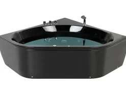 Vasca idromassaggio angolare con LED MEVES 140 x 140 cm Nero