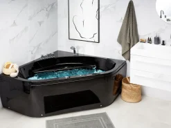 Vasca idromassaggio angolare con LED MEVES 140 x 140 cm Nero