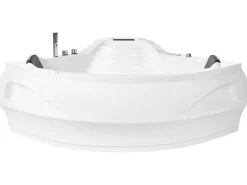 Vasca idromassaggio angolare con LED MONACO con altoparlante Bluetooth integrato 210 x 145 cm Bianco